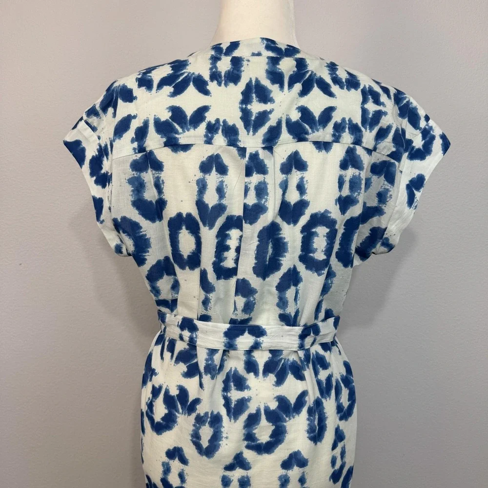 Anthropologie Othilia Abtract Maxi Dress Women's Small Blue Belted Bohemian - Picture 7 of 16